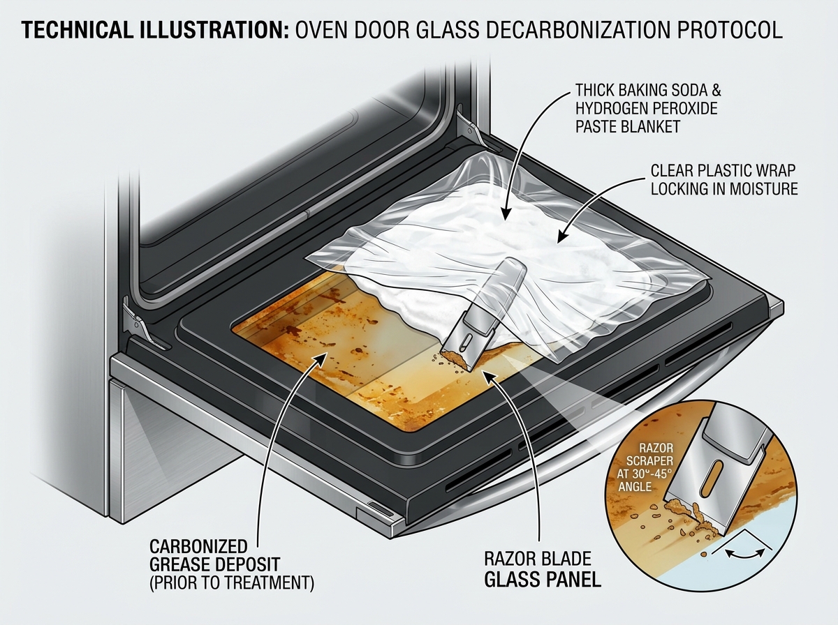 Oven Glass Razor Shaving & Active Paste Diagram